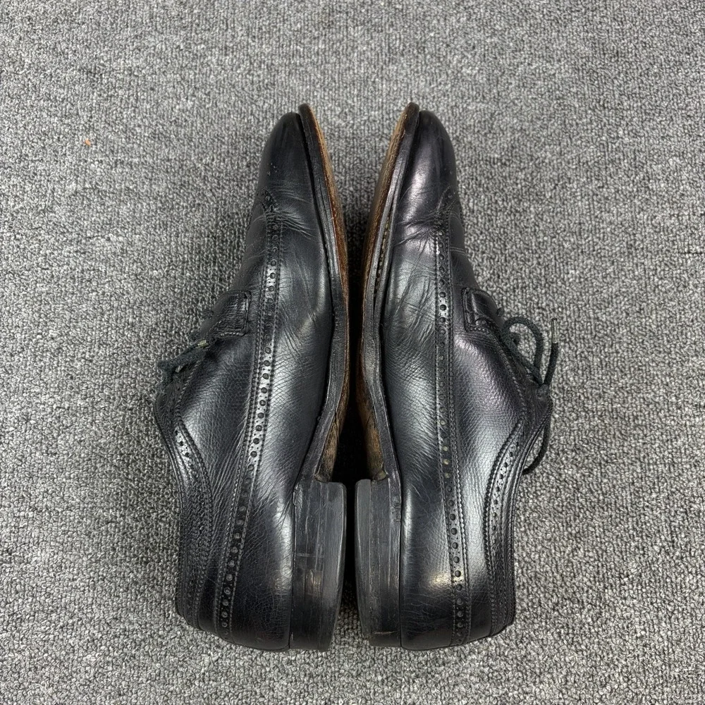 ALDEN 588 Black Pebble Grain Leather Brogue Wingtip Blucher Dress Shoes  Size 12